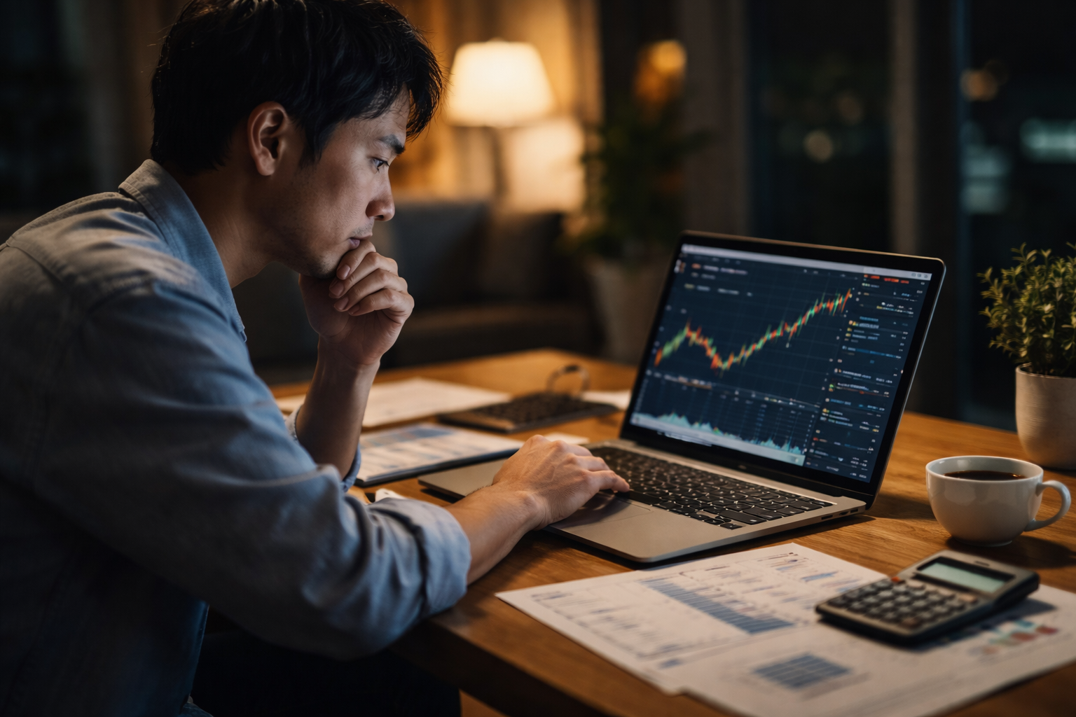 投資家が年末にポートフォリオを確認しているイメージ画像