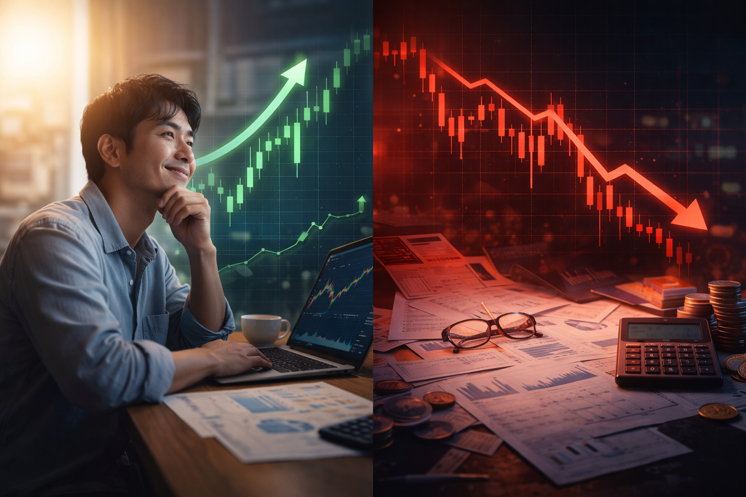 メリット・デメリット比較のビジュアル対比イメージ画像