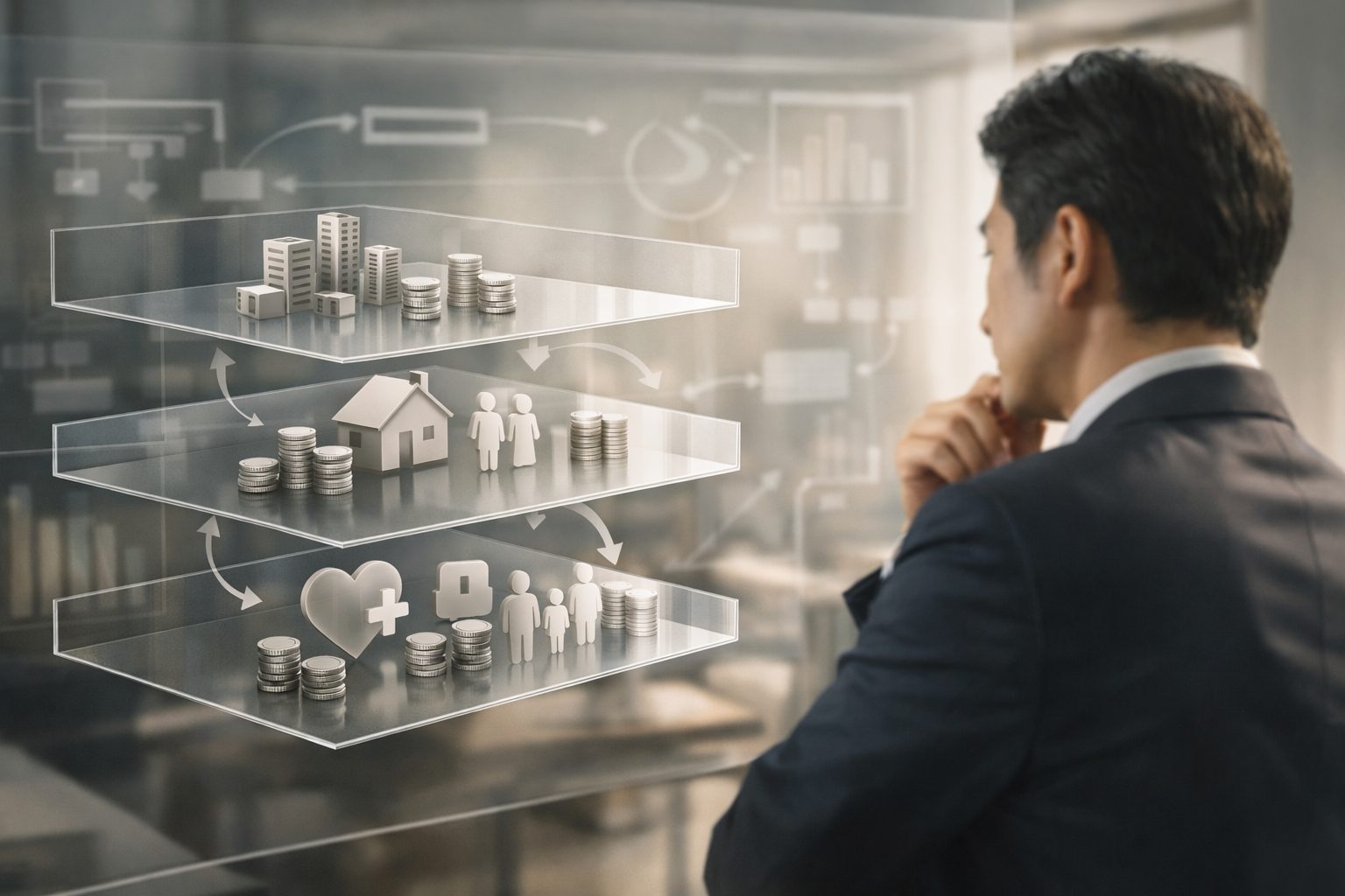 三層構造を視覚化するイメージ画像