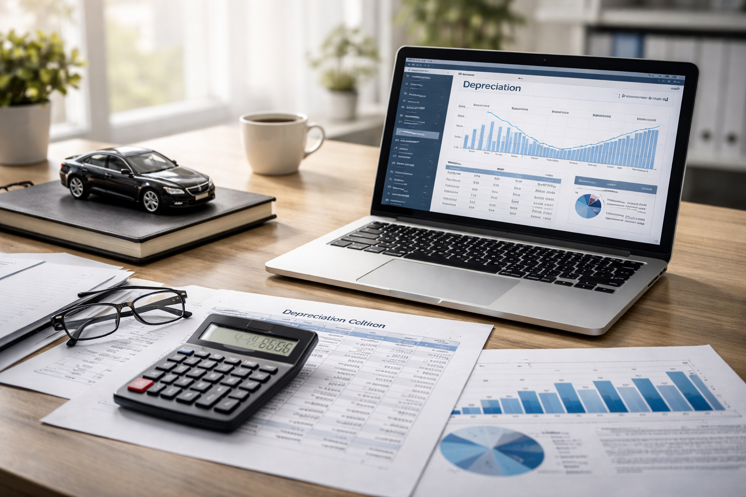 資産としての車と会計管理のイメージ画像