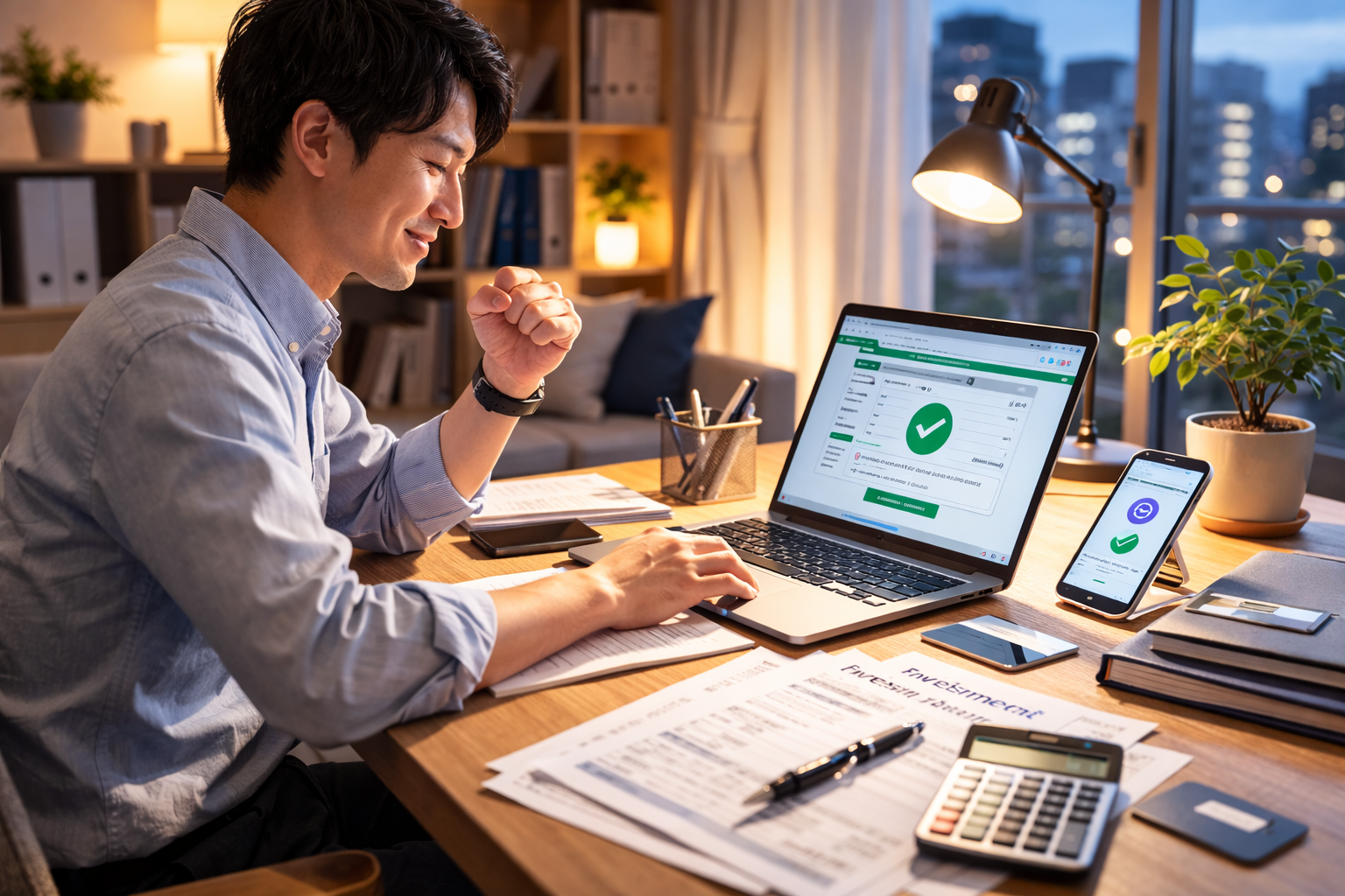 e-Taxで確定申告を完了するシーン