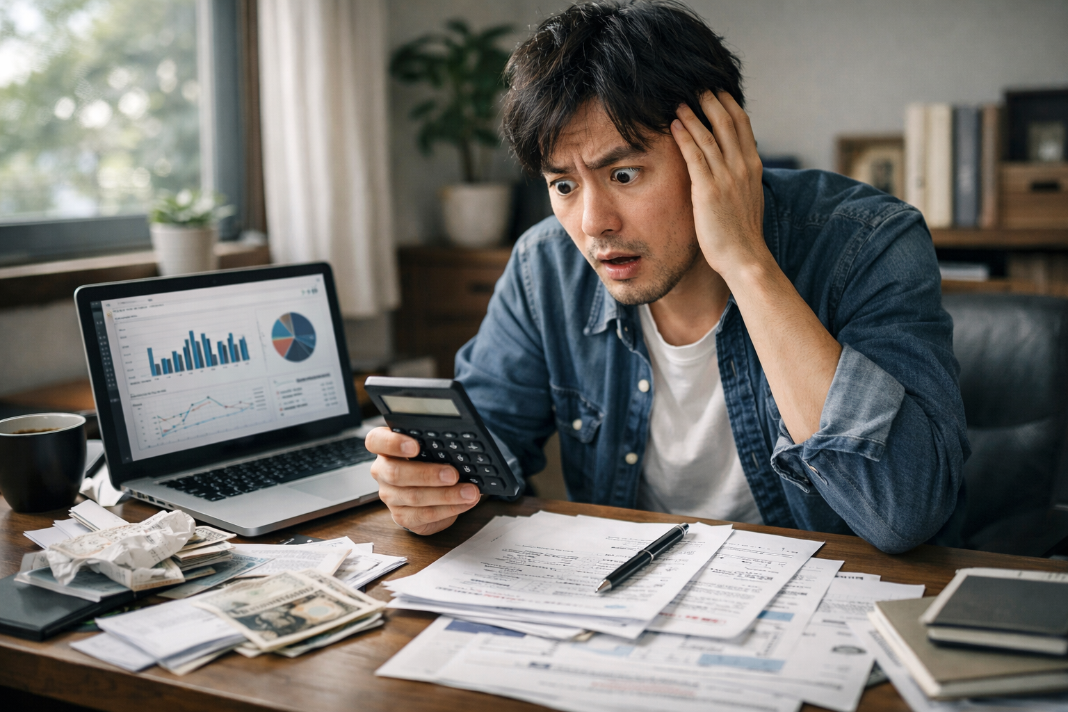 個人事業主が税金の多さに悩むイメージ画像