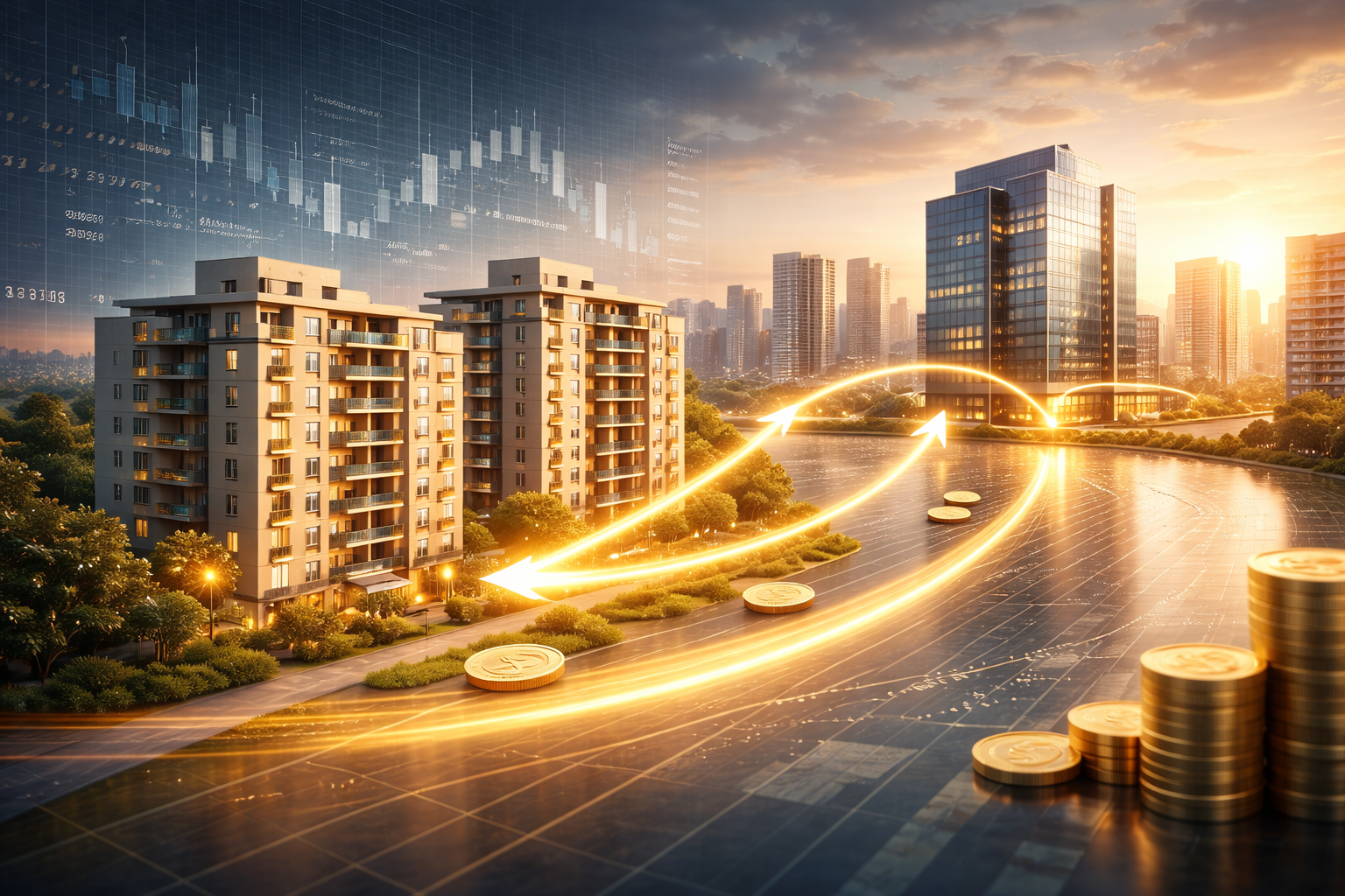 賃貸不動産と収益の流れイメージ画像